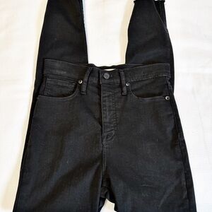 Madewell Hi Ri-se Skinny 11” Black Denim Pants Size 25 Distressed